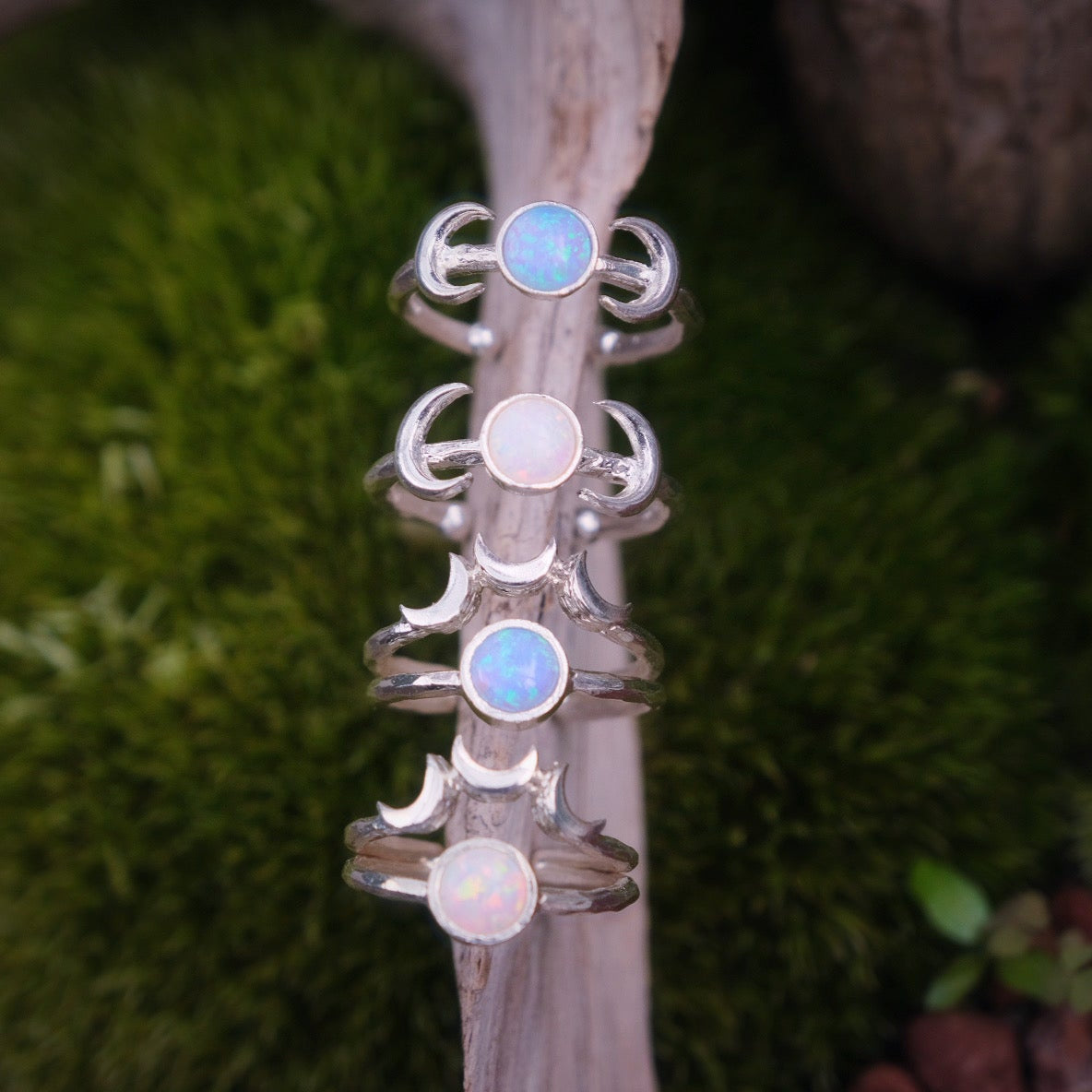Stacked Moon Phase Ring~925K Sterling Silver