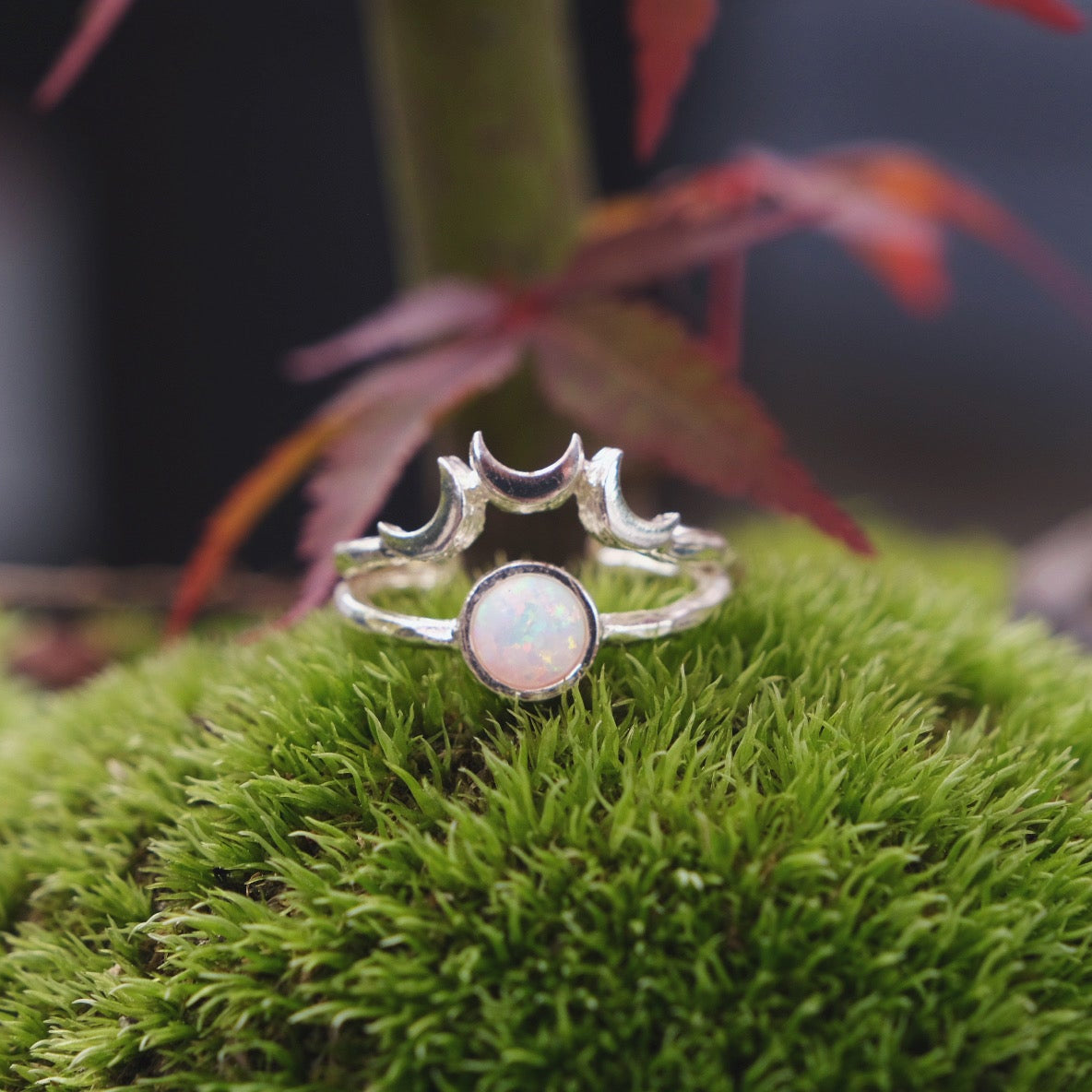 Stacked Moon Phase Ring~925K Sterling Silver