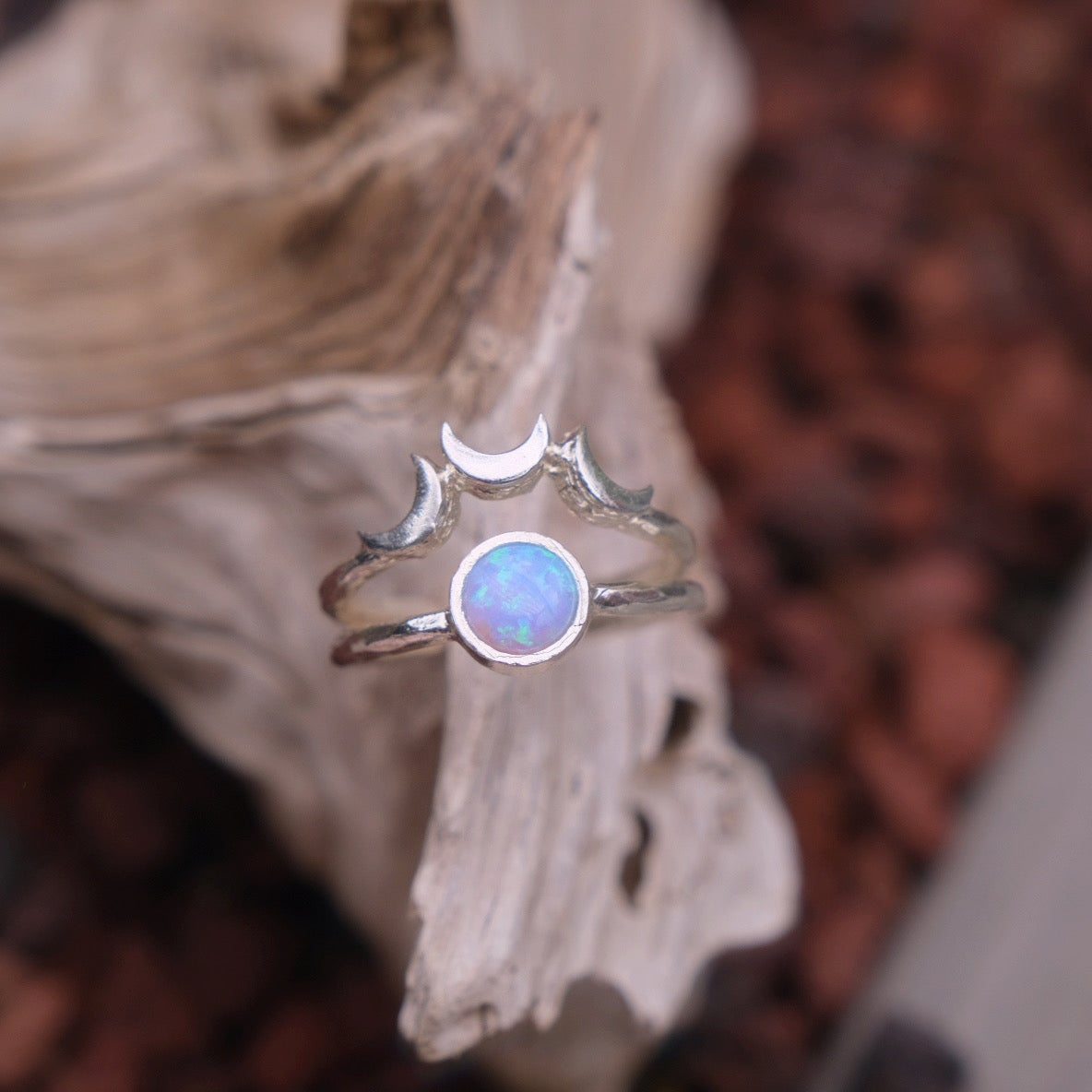 Stacked Moon Phase Ring~925K Sterling Silver
