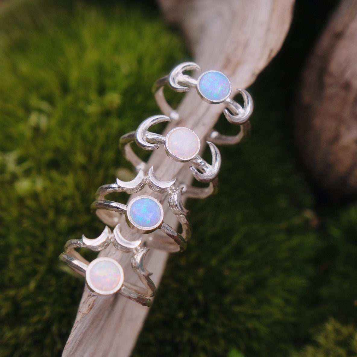 Stacked Moon Phase Ring~925K Sterling Silver