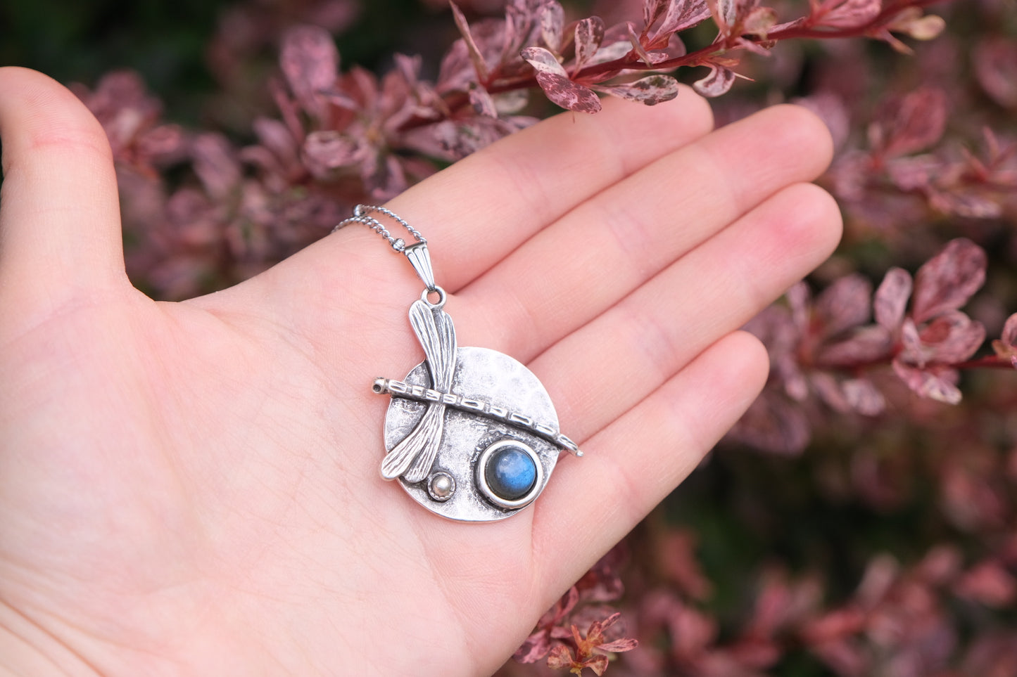 Dragonfly Labradorite Pendant Necklace