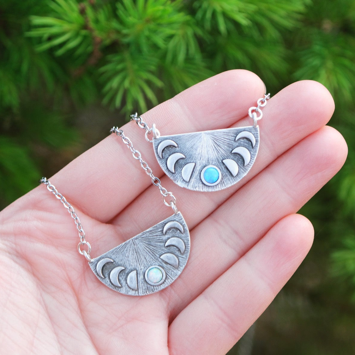 Opal Moon Phase Necklace