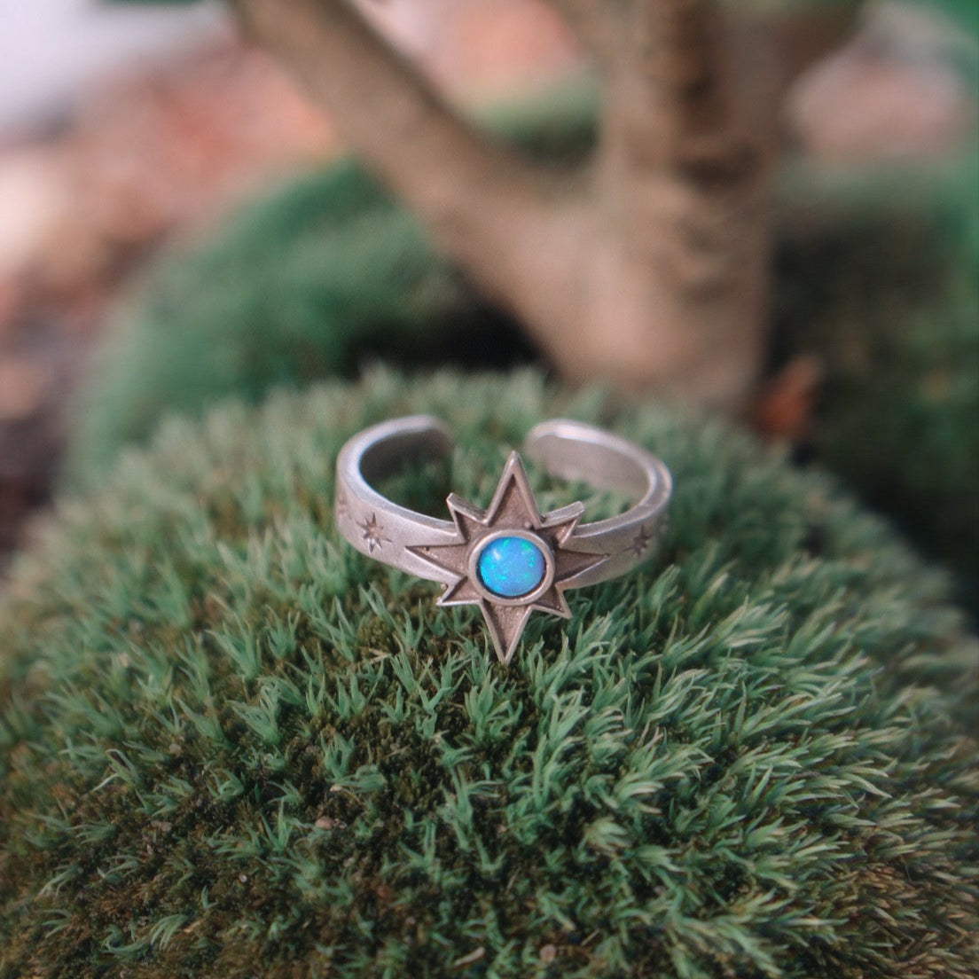 Opal Star Adjustable Ring