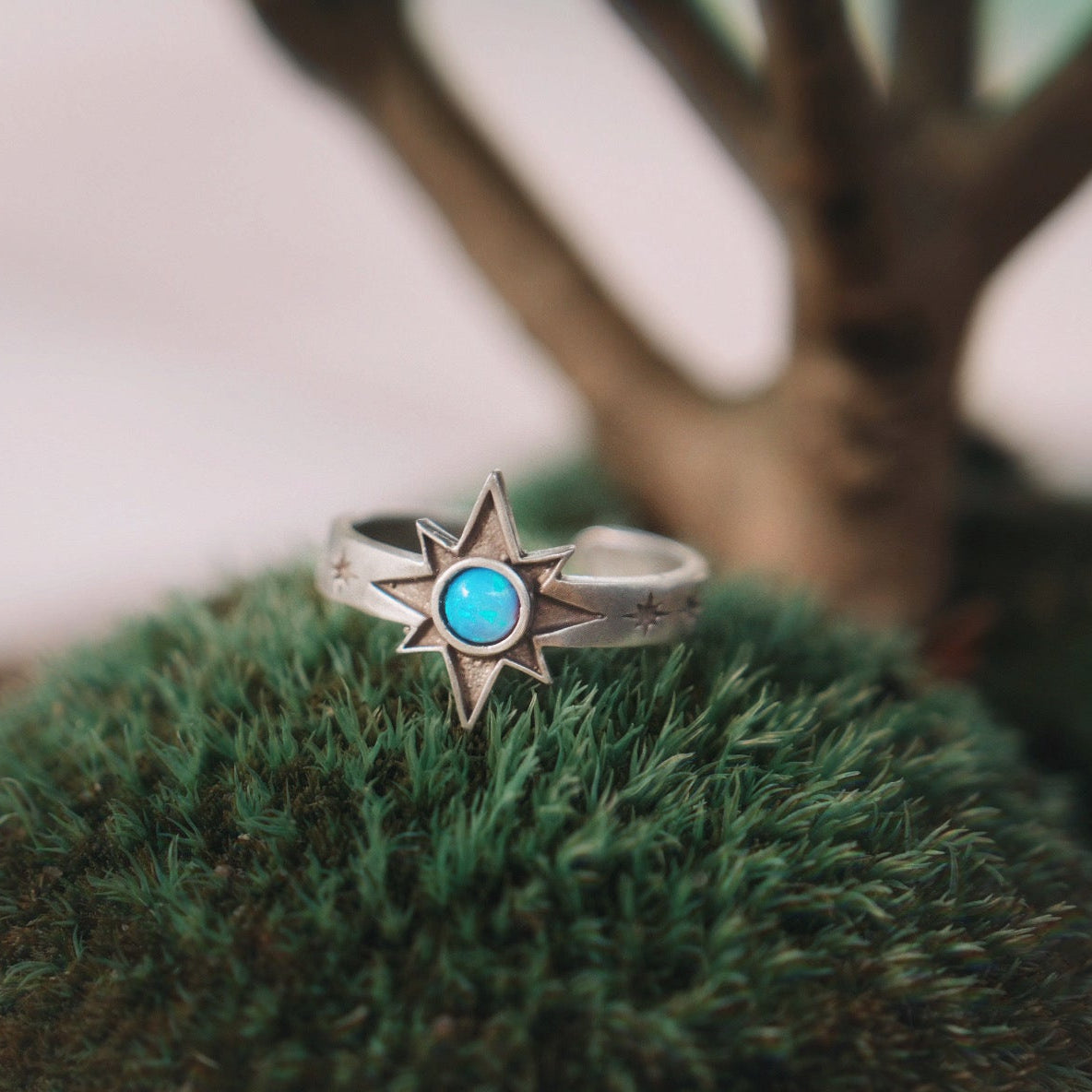 Opal Star Adjustable Ring
