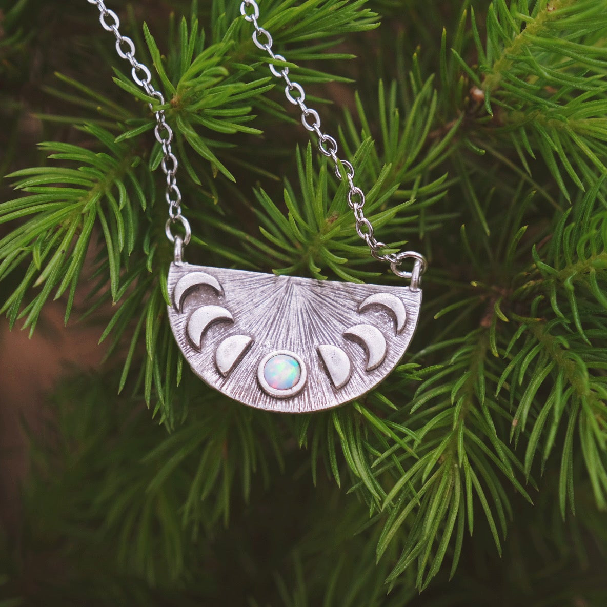 Opal Moon Phase Necklace