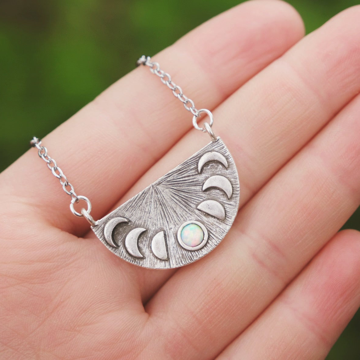 Opal Moon Phase Necklace