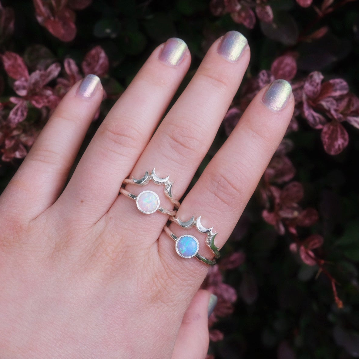Stacked Moon Phase Ring~925K Sterling Silver