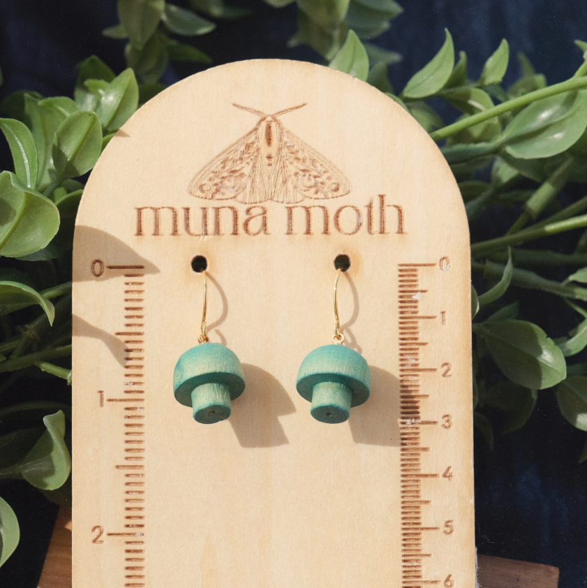 Wooden Mushroom Earrings