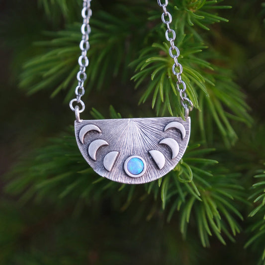 Opal Moon Phase Necklace