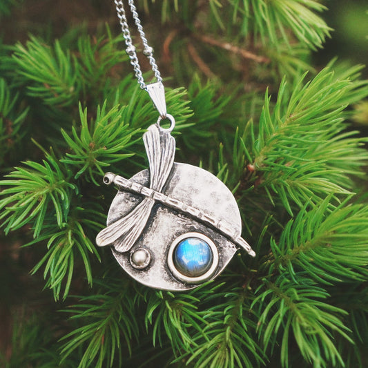 Dragonfly Labradorite Pendant Necklace